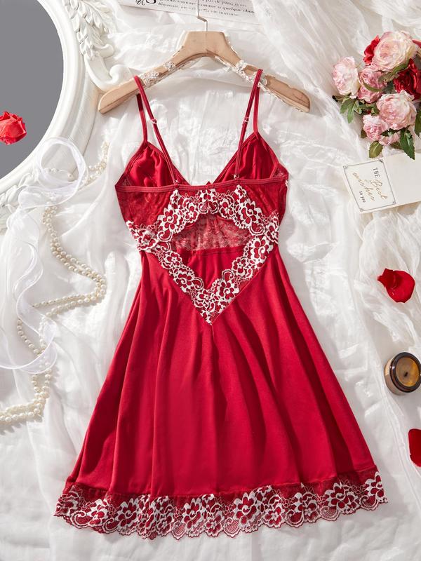 Women's Lace Trim Cami Nightdress, Soft Comfortable Spaghetti Strap Nightgown for Summer, Fashion Ladies' Sleepwear for Daily Wear 5