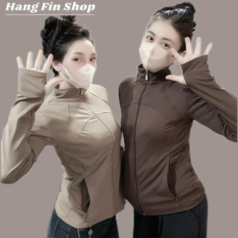 Áo Khoác Cổ Trụ Gym, Thể Thao, thun lạnh chất mỏng ôm sát, 4 túi, dáng vừa không lửng, tôn dáng, chất thun co dãn by Hangfinshop