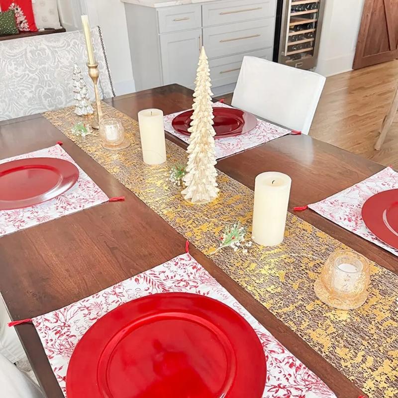 Product Introduction of 1PC Creative Exquisite Festival Party Table Flag Bronzing Mesh Tablecloth Birthday New Year Decoration 12