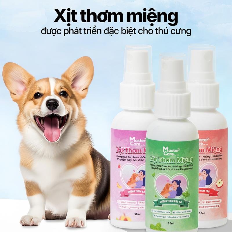 Xịt thơm miệng Chó Mèo MasterCare For Pet - Khỏi hôi miệng giúp răng miệng chó mèo luôn thơm tho 50 ml