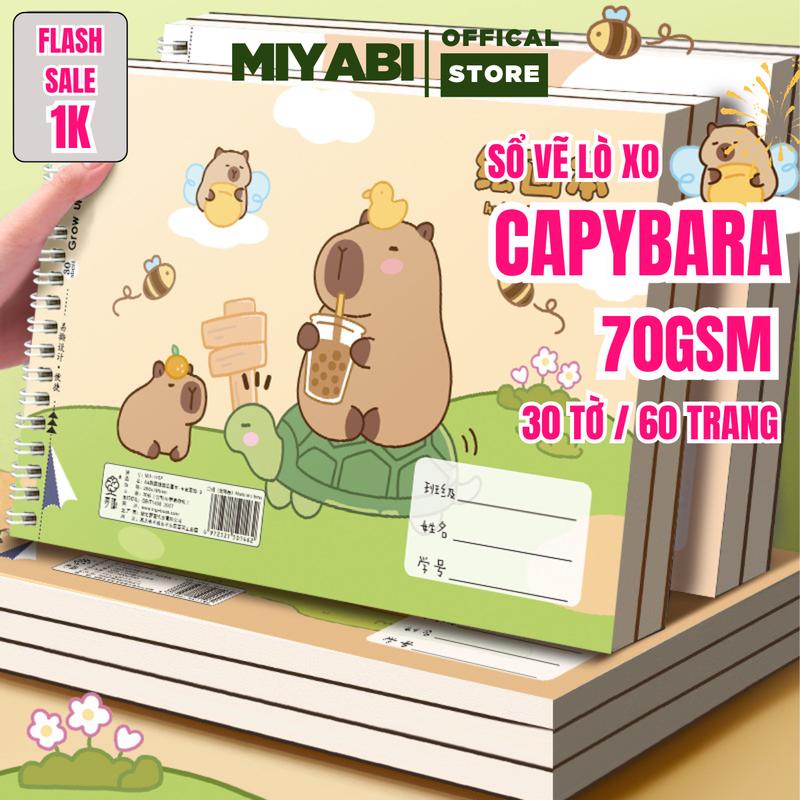Sổ vẽ màu nước a4 lò xo CAPYBARA  34 trang / quyển - sổ vẽ màu nước sketch book cho bé học tập