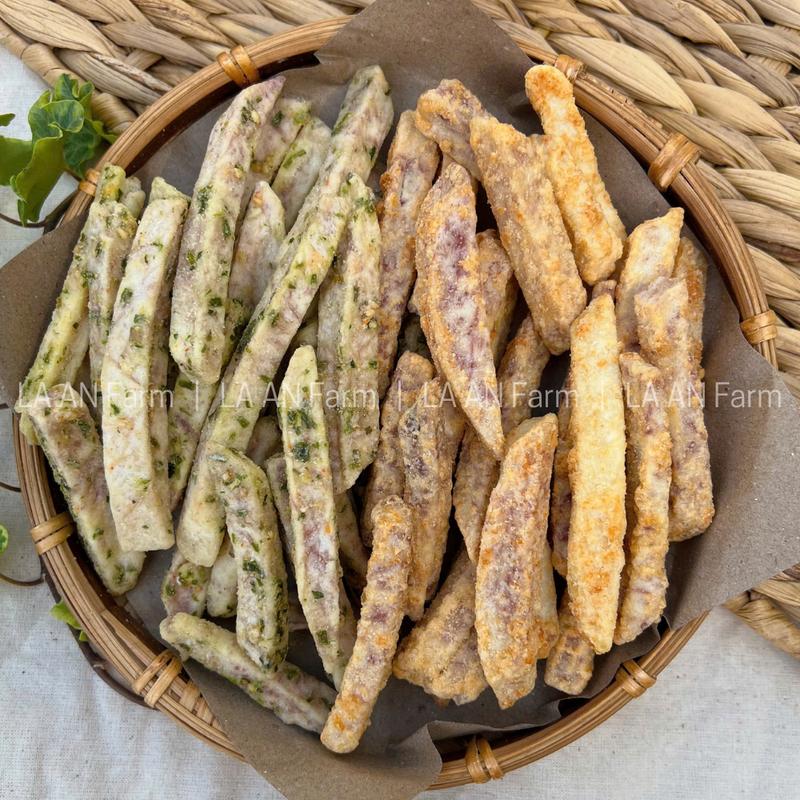  KHOAI MÔN LẮC VỊ THĂNG HOA  VỊ Hành thơm nức & Vị Cua béo ngậy  - Khoai môn sấy giòn tan LAAN Farm 