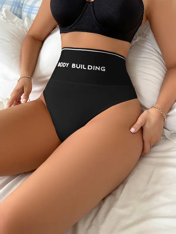 Women's Letter Tape High Waist Shapewear Panty, Tummy Control Butt Lifting Shaper, High Stretch Seamless Shapewear for Daily Wear 8