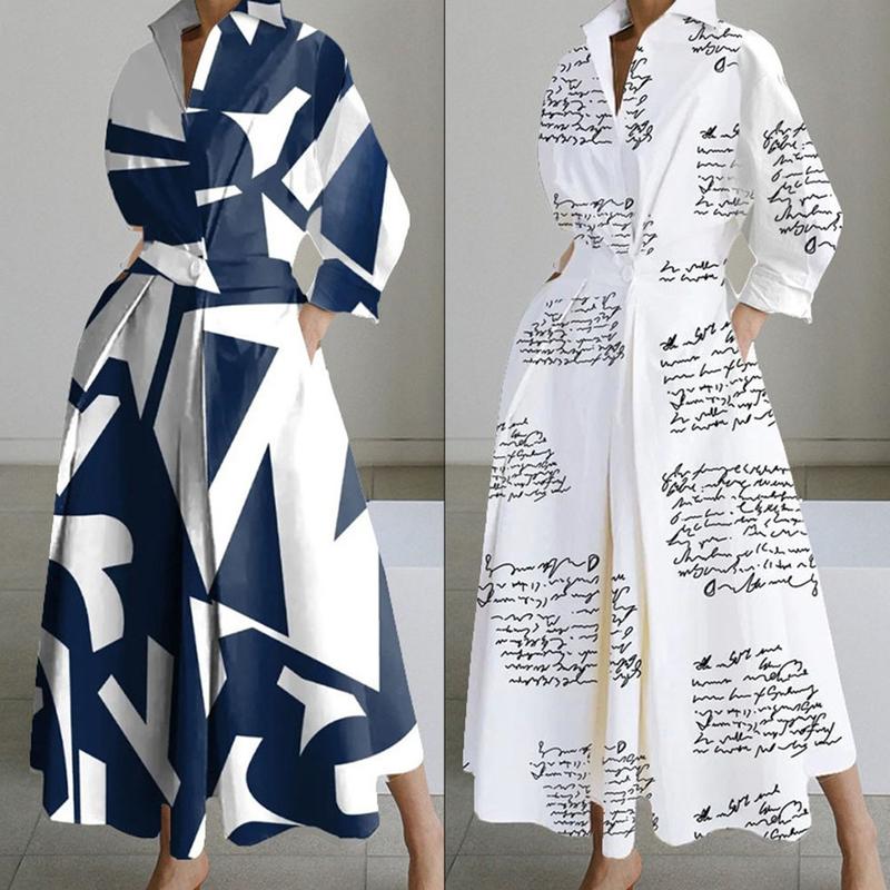 Elegant Maxi Dress for Women Long Sleeve V-Neck Casual Party Dress With Pocket 8
