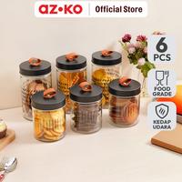 Gambar AZKO Picas Roku Stoples Kaca Set 6 Pcs Transparan - Hitam Toples Jar Food Container Setoples Wadah Penyimpanan Kedap Udara dari AZKO ID Kota Depok 1 Tokopedia