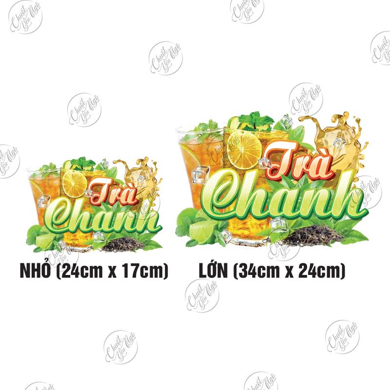 Miếng dán TRÀ CHANH decal sticker xe đẩy dán tường trang trí quán trà sữa cà phê trà trái cây quán ăn 1