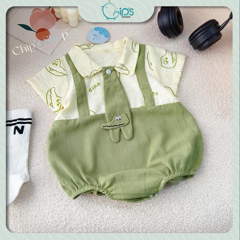Body công tử bé trai kèm cà vạt size 4-11kg. Bộ đồ liền thân khủng long cho bé mặc đầy tháng, thôi nôi. Chip's Shop Áo