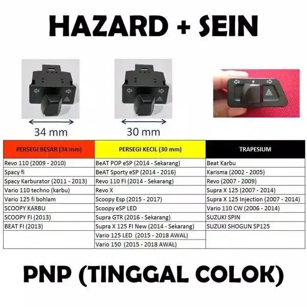 Saklar Sein Saklar Hazard + Sein 3 Varian Hazard Sein Vario Beat Scoopy Supra Vega Dll Motorcycle