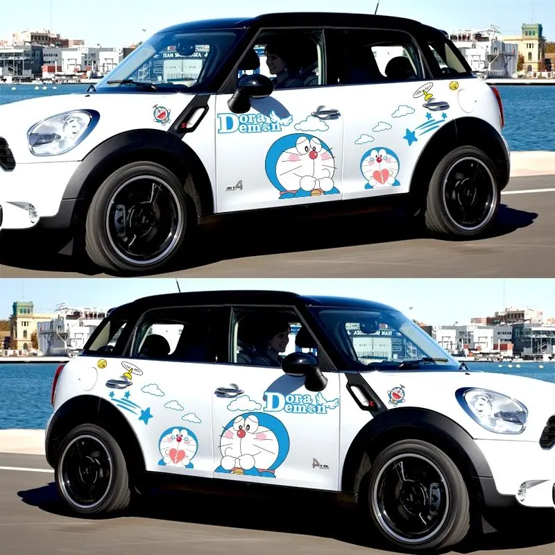 Hình dán ô tô Doraemon, Thiết kế Anime hoạt hình dễ thương, Trang trí vết xước thân xe, Hình dán Pokonyan, Năm 2024