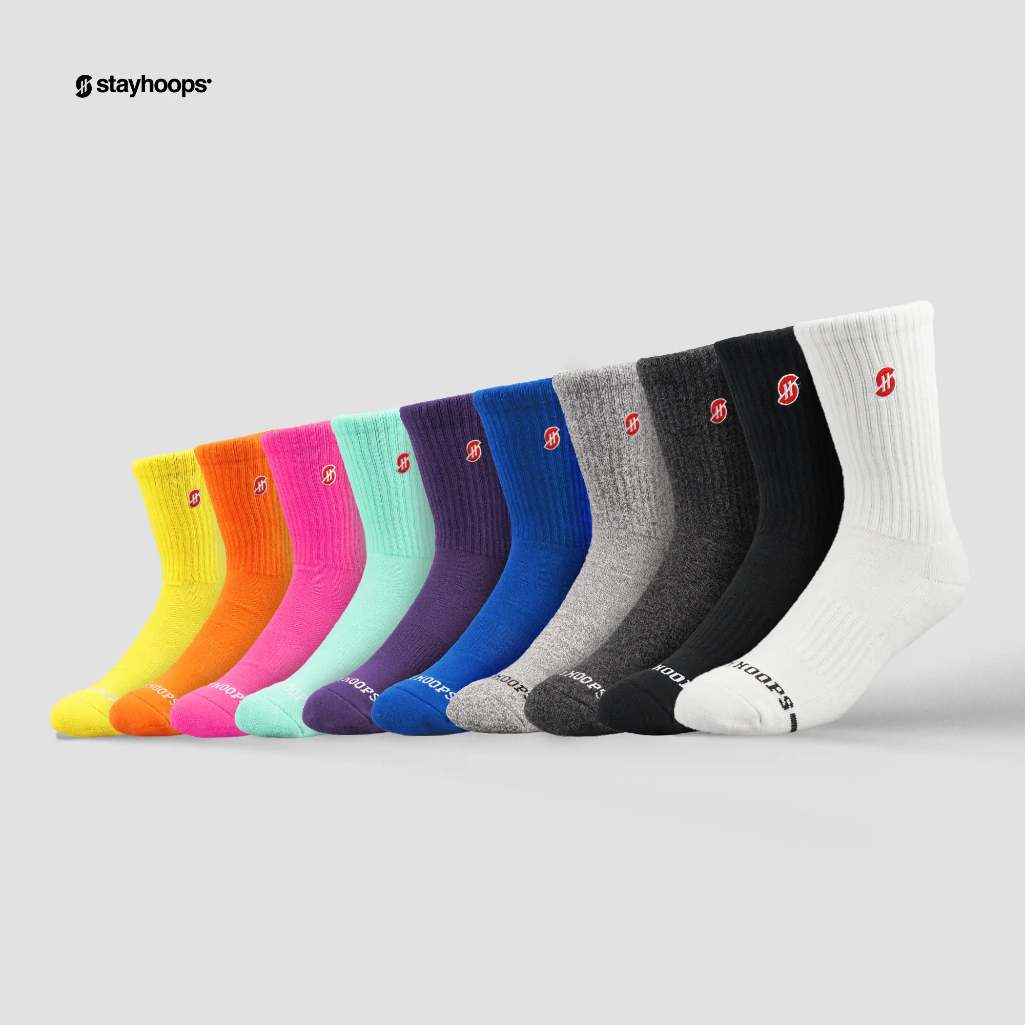 Kaos Kaki Olahraga Fashion Polos Warna - Stayhoops - Performance Plain Tebal Nyaman Cowok Dewasa Distro Pria Remaja Keren Sport Panjang Motif High Basic