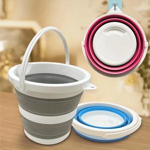 Portable Foldable Rubber Bucket, 1 Count Multifunctional Water Storage Bucket with Handle, Household Cleaning Bucket for Home Bathroom Outdoor Camping, Restroom, Basin Container