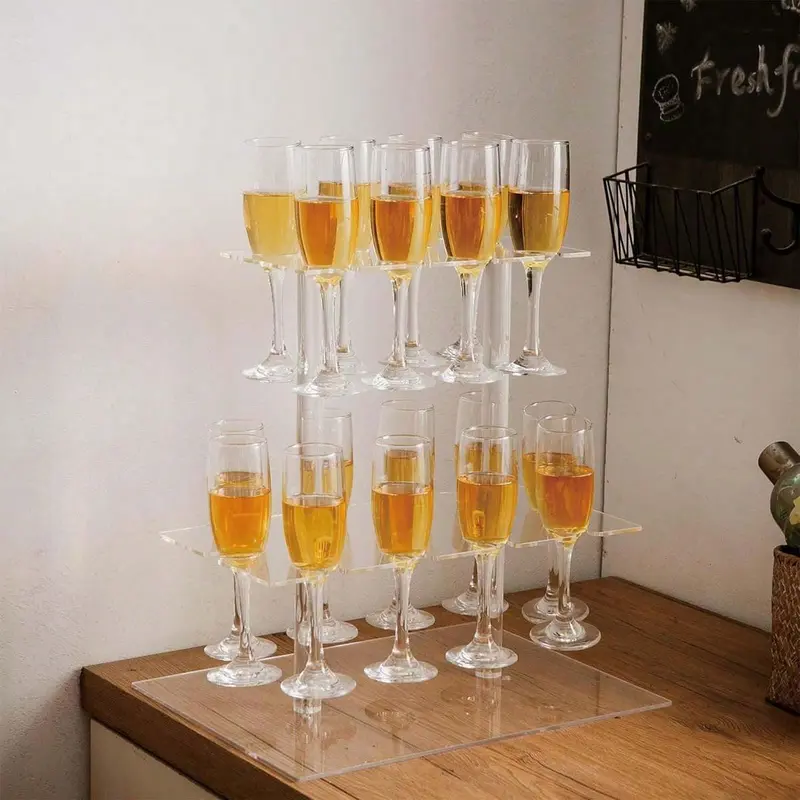 Acrylic Champagne Tower Display Stand, 1pc Clear Champagne Glass Holder, Wine Glass Display Rack for Wedding Party, Kitchen Accessories, Rack Only 4