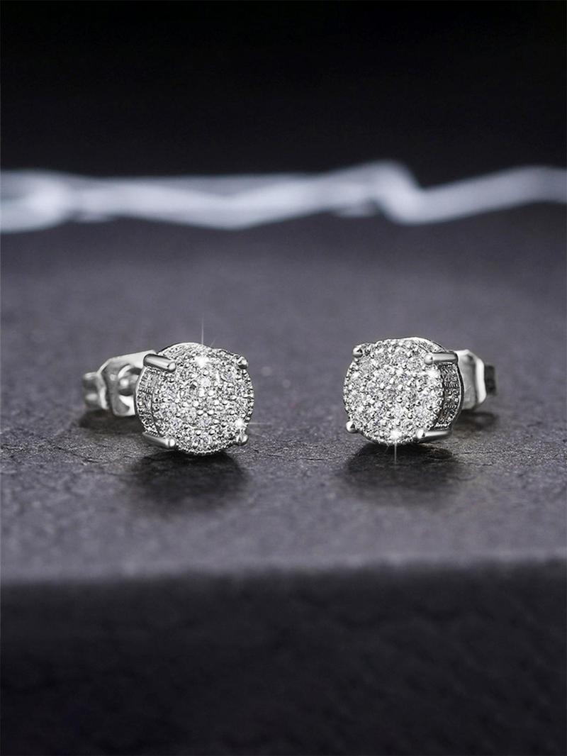 Product Introduction of 925 Sterling Silver Fashion Square Shaped Rhinestone Decorated Earrings, Elegant Jewelry for Party, Daily Clothing Decor for Girl 3