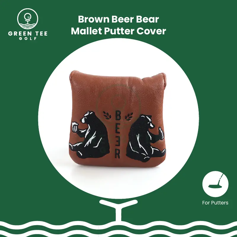 Golf Brown Beer Bear Mallet Putter Headcover - Sarung Pelindung Stik Golf Putter Head Cover