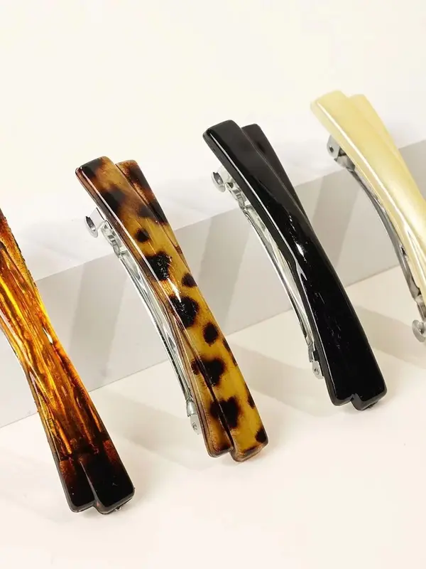2025 New Style Leopard Pattern Hair Clip, Simple Style Plain Color Hair Clip, Fashion Hair Accessories for Women & Girls 6