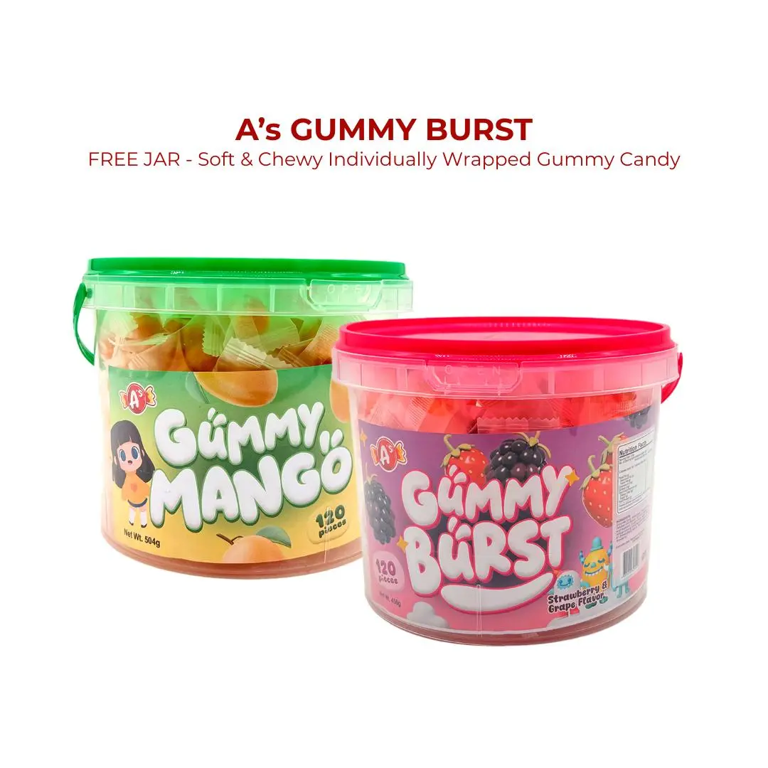 [COD] Gummy Burst 120pcs + FREE JAR - Soft & Chewy Individually Wrapped ...