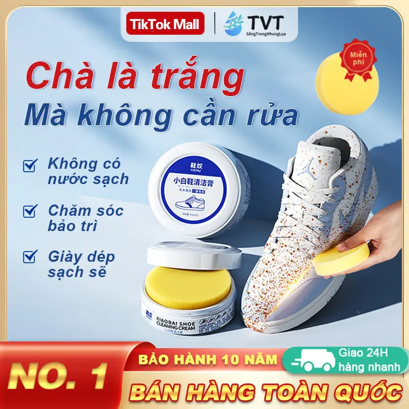 【Mua 1 Tặng 1】TVT Sáp Tẩy Trắng Giày, Kem làm sạch giày whiteshoe, kem lau giày đa năng, Sáp Vệ Sinh Giày