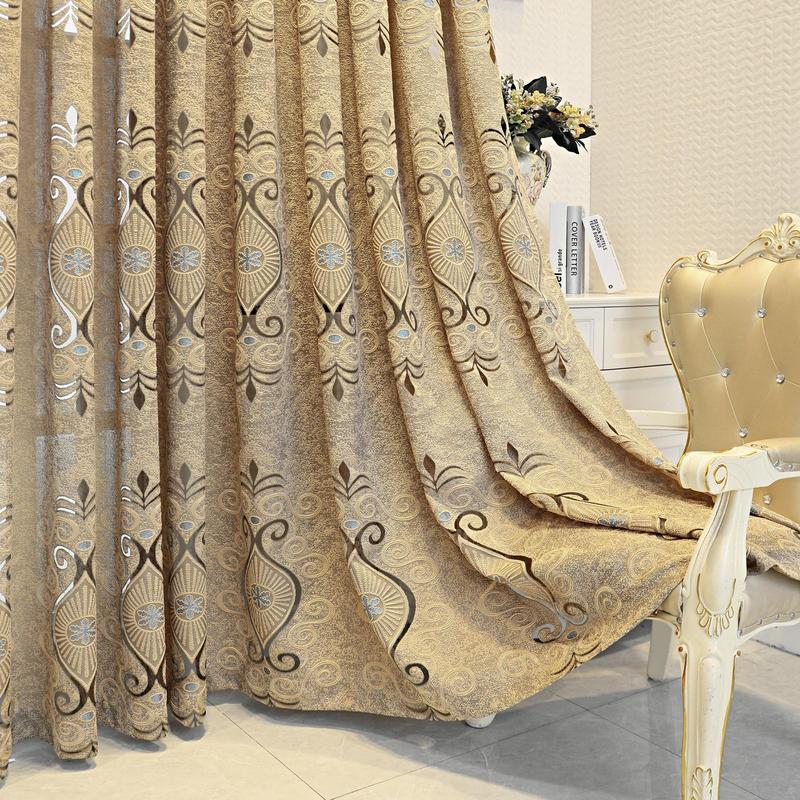 Vintage Window Curtain, Retro Jacquard Curtain, Hollow Sunshade Partition Curtain for Living Room Bedroom Office Balcony Home Decoration 3