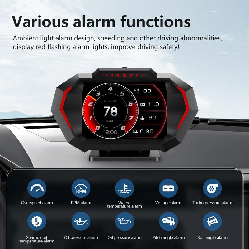 HUD Head Up Display P24 Multifunctional LCD Meter OBD2 3