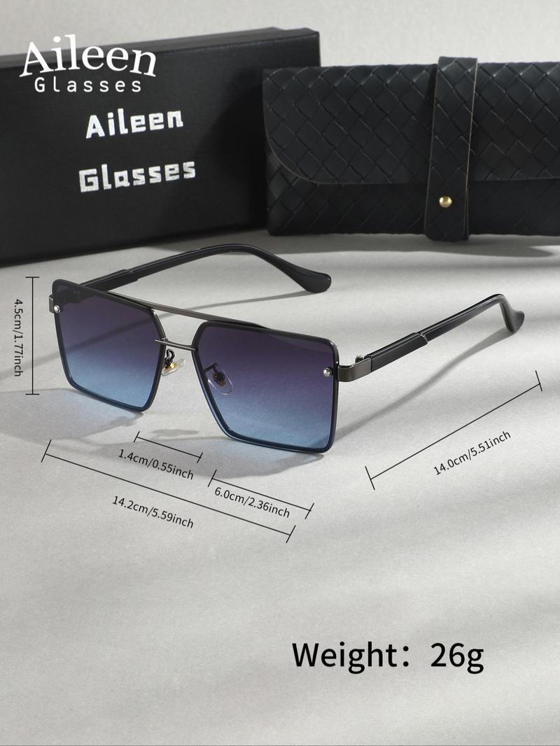 Product Introduction of Unisex Fashionable Ombre Tinted Lens Sunglasses, Trendy Casual Flat Top Frame Sunglasses for Everyday Use, Fashion Accessories for Outdoor Activities 8