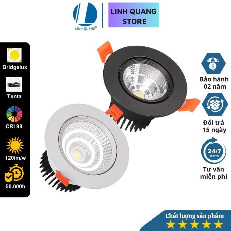 Đèn âm trần spotlight lỗ khoét 90mm, âm trần chiếu điểm LED COB 7w/10w/12w