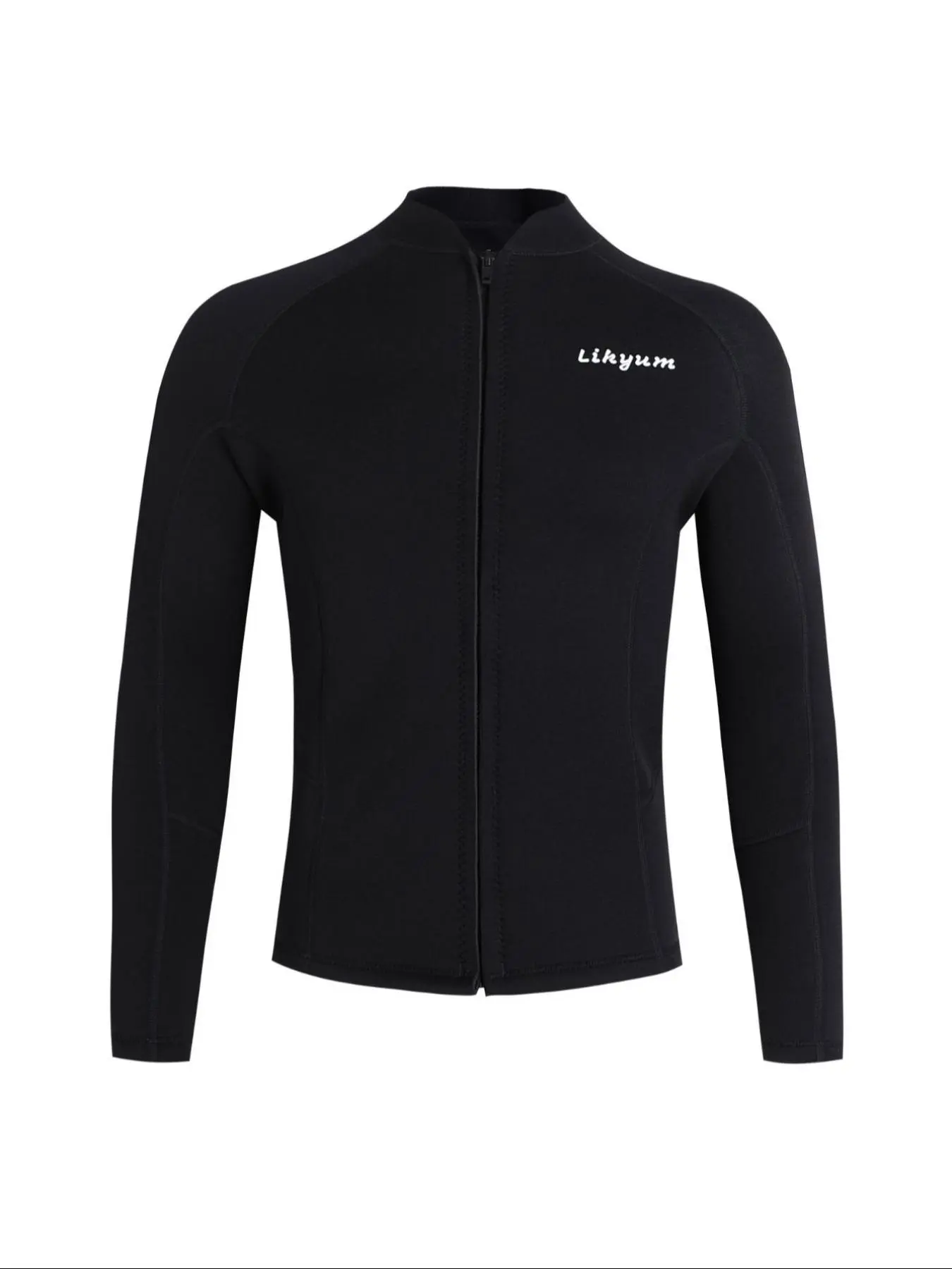 Men's Letter Print Zip Up Mock Neck Swimsuit Top, Raglan Long Sleeve Zip Front Swimwear Top, Swimsuit for Men, Men's Swimwear for Summer