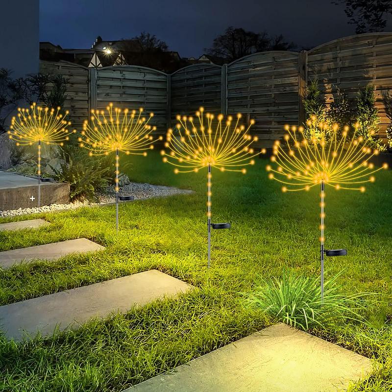 Solar Powered Firework Shaped Light, 120 LEDs Outdoor Solar Garden Decorative Light, Waterproof String Landscape Light for Walkway Pathway Backyard Decoration 0