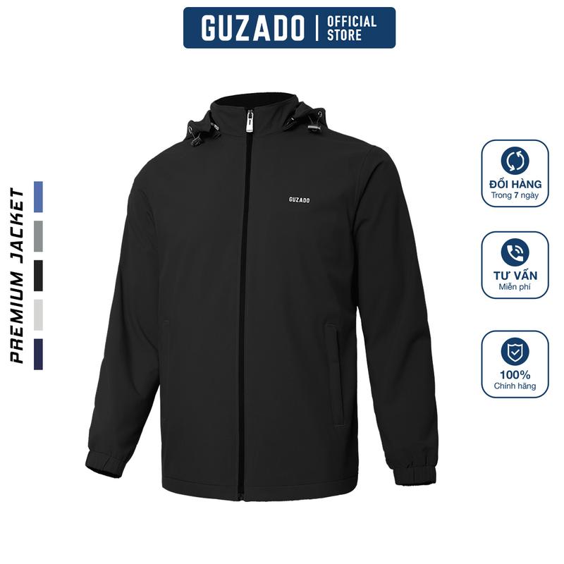 GUZADO - Áo Khoác Jacket Gió Nam Đen Thiết Kế Basic Khỏe Khoắn Dễ Phối Đồ Menswear GKG15