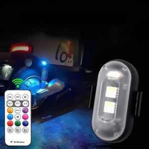 Wireless Remote Control Car Light, Rechargeable RGB Car LED Light, Multifunctional Car LED Warning Light, Waterproof Decorative Light for Car