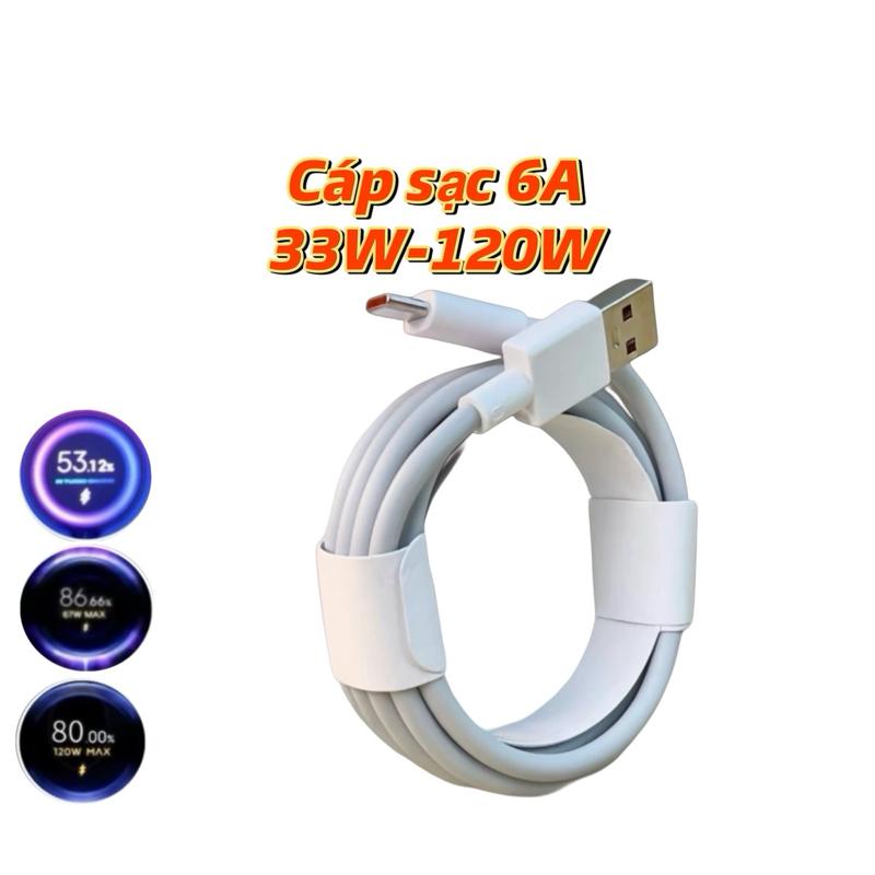 Cáp sạc Xia0mi 6A 33W-120W. Sạc nhanh cho các dòng redmi,poco,blackshark. 18w,33w,67w,120w 1m,1.5m,2m Bộ sạc nhanh Phone