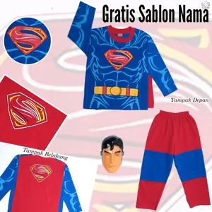 Kostum superman bersayap dan bertopeng gratis sablon nama baju setelan anak gratis nama