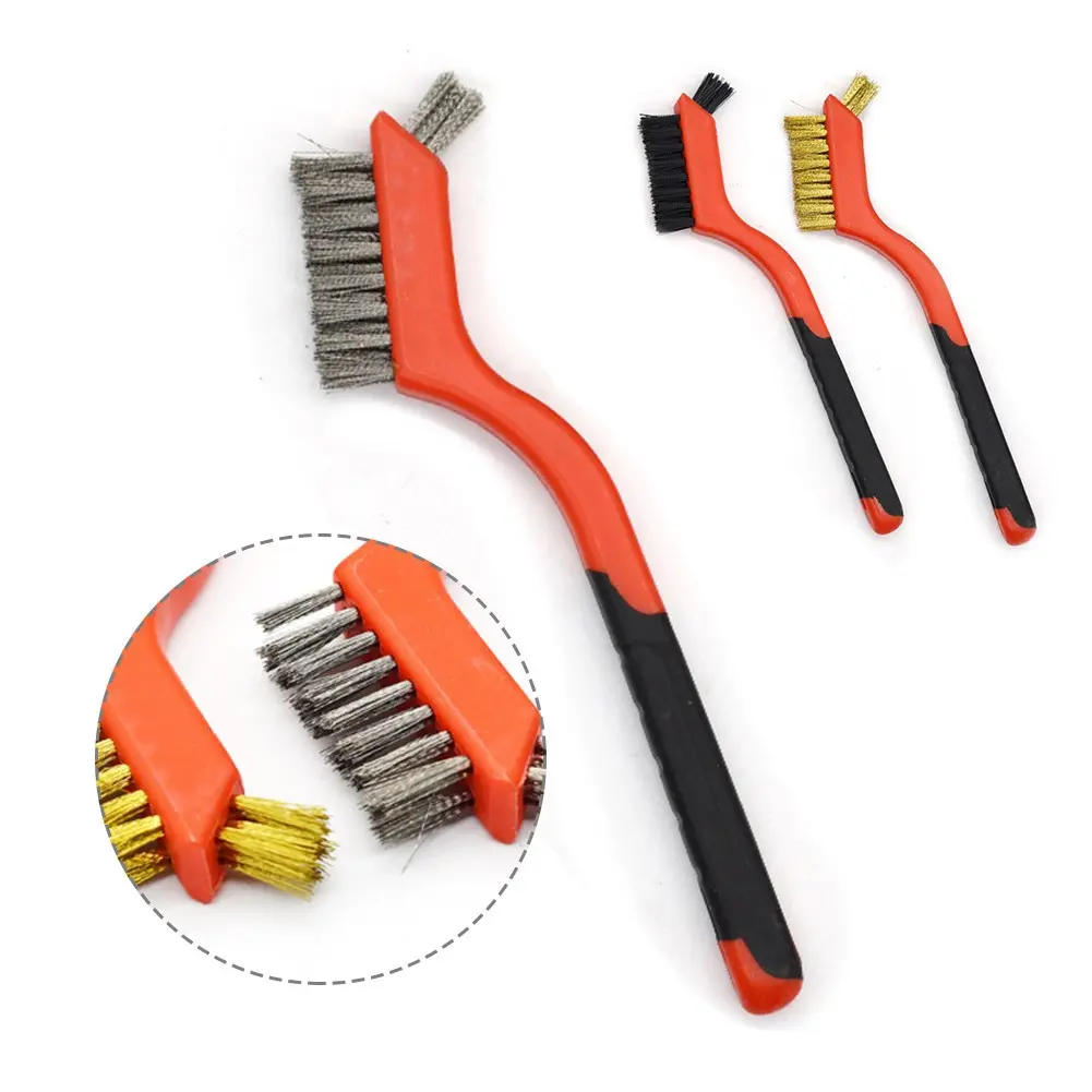 1pc Metal Remove Rust Brushes Wire Brush Brass Nylon & Steel Brushes Rust Remover Cleaning Polish Metal Brushes Cleaning Tools Plastic Multicolor