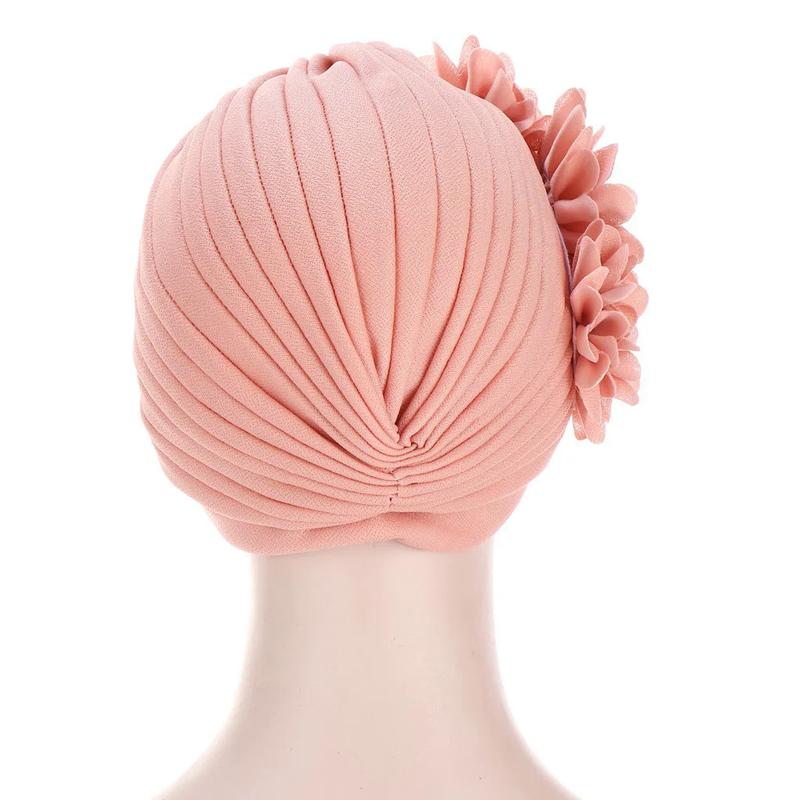 Product Introduction of Fashion Women Diamonds Flower Turban Cap Soild Color Muslim Headscarf Bonnet Inner Hijabs Arab Head Wraps Hat 3