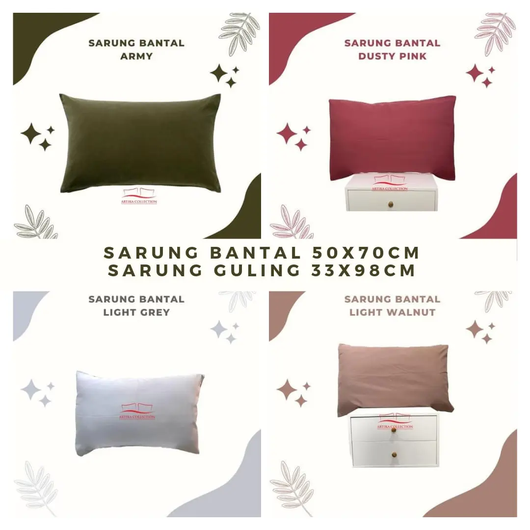 Sarung Bantal Polos Ukuran 50x70cm Sarung Guling Ukuran 33x98cm Tali