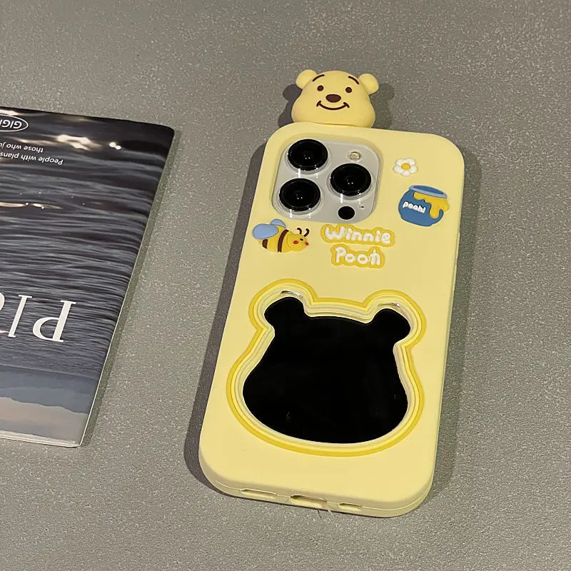 Mirror Winnie the Pooh Suitable for iPhone 15 Promax Apple 14 Phone Case 13 Silicone 12/11 Soft Case