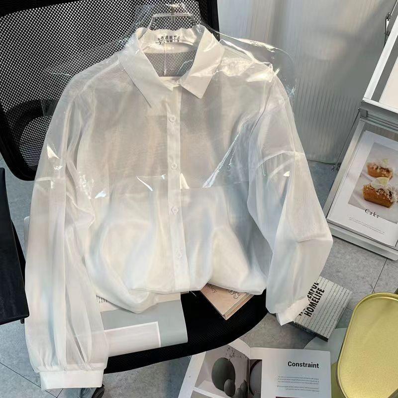 Product Introduction of Áo Sơ Mi Voan Chống Nắng, Cao Cấp, Dành Cho Nữ, Mỏng Và Rộng, Áo Sơ Mi thụng, Xuyên Thấu, Áo Điều Hòa Không Khí, Áo Khoác Cardigan Mặc Bên Ngoài, Hàng Mới Về Năm 2024, Phong Cách HK Women Top 5