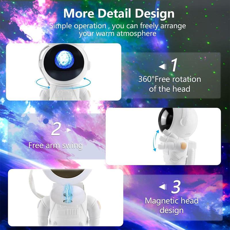 Astronaut Projector Night Light, 1 Count USB Powered Galaxy Projector Light with Remote Control, Spaceman Ambient Lamp, Starry Sky Projector Light 7