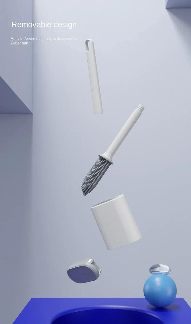 Product Introduction of Silicone TPR Toilet Brush and Holder Flat Head Soft Bristles Bathroom Cleaning Brushes Household Silicone Bristles for ToiletS 22