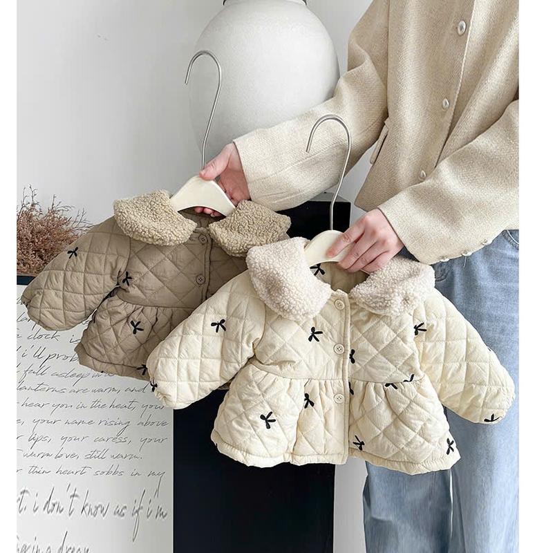   Mẹ Shubim  -QCCC-AK36- Áo Khoác Phao Nơ Dáng Váy Dễ Thương  Giữ Ấm Cho Bé Gái 6 - 15kg 