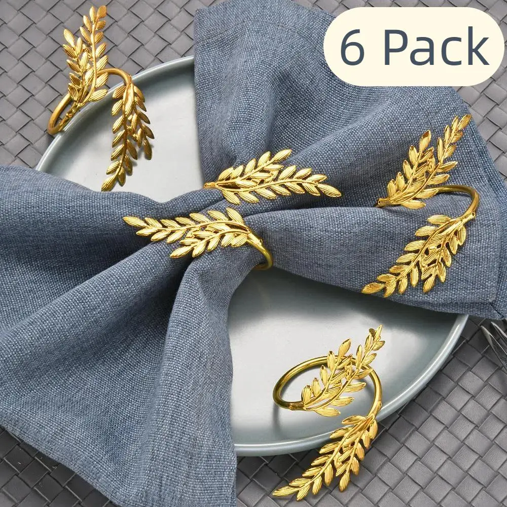 Wheat Ear Design Napkin Ring, 6pcs/set Elegant Exquisite Napkin Holder, Table Decoration for Home Kitchen Dining Room Wedding Party, Ornaments