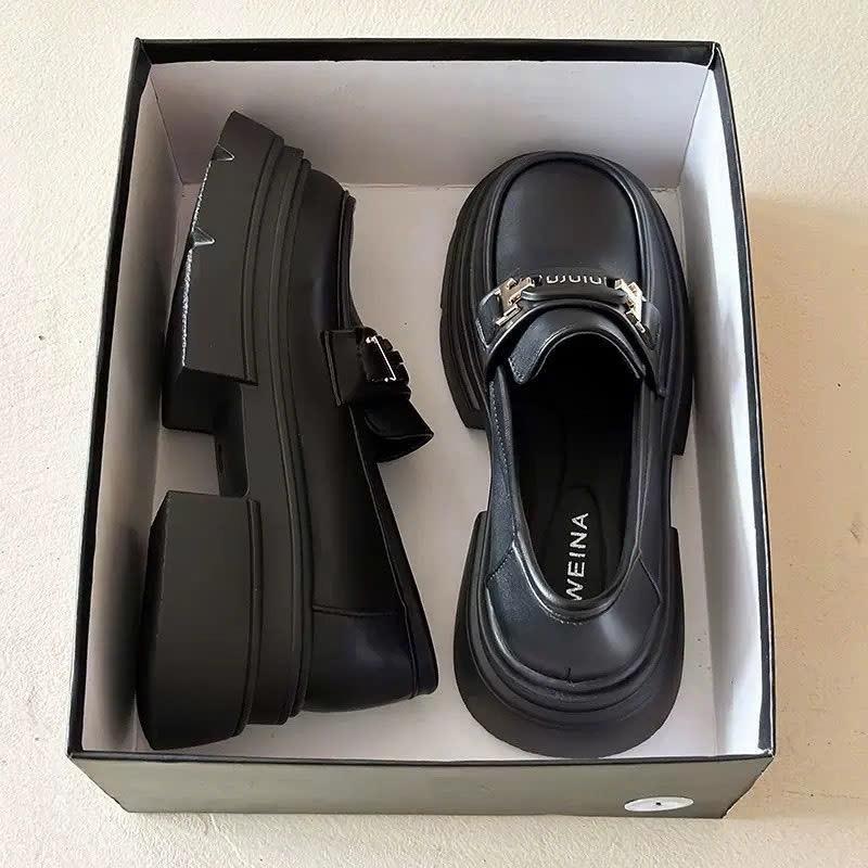 Giày nữ da búp bê Mary JaneLolita RETRO Đế êm A02 thời trang Độn đế Phóng khoáng Bền MINMIN - Shoes da lì