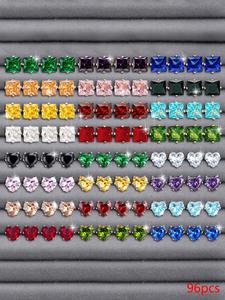 Cute Heart Shaped Stud Earrings, Fashionable Artificial Zircon Decorated Earrings for Women & Girls, Trendy All-match & Exquisite Jewelry for Birthday Gift