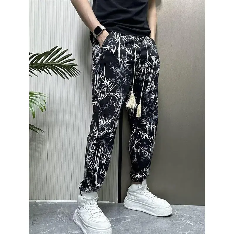 Quần Dài Đến Mắt Cá Chân Mùa Hè, Dành Cho Nam Giới, Ôm Sát, Phong Cách Trung Quốc, Quần Thường Ngày Cho Học Sinh, Thương Hiệu Hợp Xu Hướng Thời Trang, Hoàn Toàn Mới 6