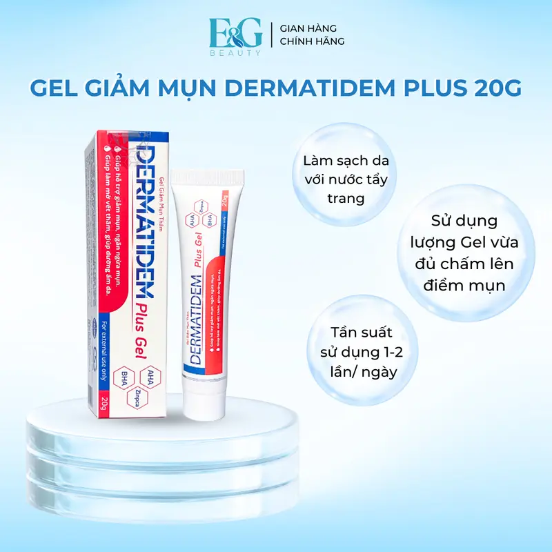 [MUA 1 TẶNG 1] Gel Chấm Mụn Dermatidem Plus 20g Hỗ Trợ Giảm Mụn Mờ Thâm Skincare Chăm Sóc Da Mụn Giúp Gom Còi Mụn Giảm Viêm 4