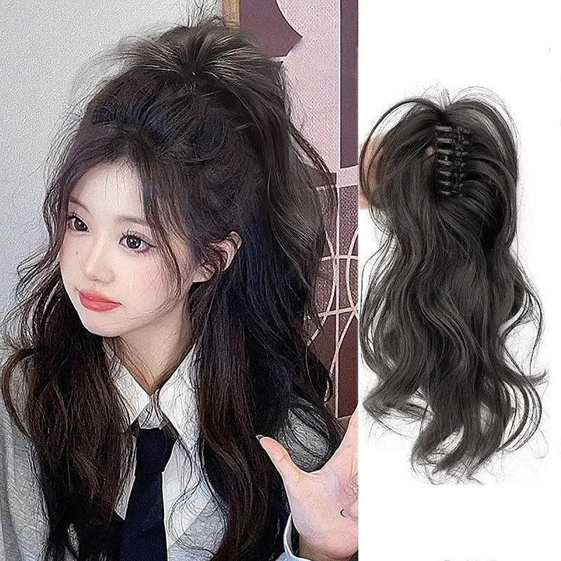 Tóc Nối Đuôi Ngựa Kẹp Càng Cua, Chất Liệu Tổng Hợp, Dài Ngắn, Xoăn, Đuôi Tự Nhiên, Tóc Giả, Dành Cho Nữ, Kiểu Đuôi Ngựa, Màu Đen, Kẹp Tóc