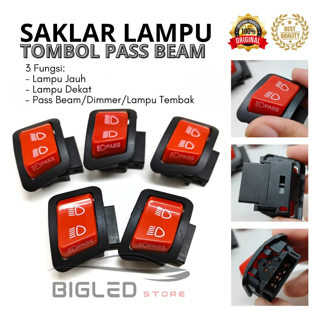 Saklar Lampu Tombol Pass Beam Dim Dimmer 3 Fungsi Lampu Sorot Honda