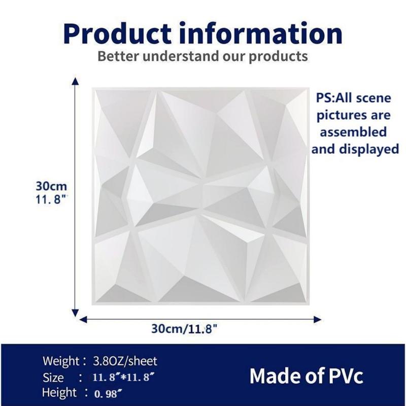 Geometric Pattern Wall Panel with Tape, 12/20/30pcs Waterproof 3D Wall Decor Diamond Panel, Durable Wall Decor for Living Room & Bedroom 4