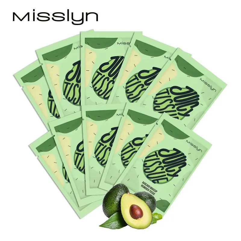 Avocado Makeup Remover Wipes, 10pcs/set Gentle Cleansing Wipes, Disposable Facial Makeup Remover Pads, Cosmetic Removal Tool