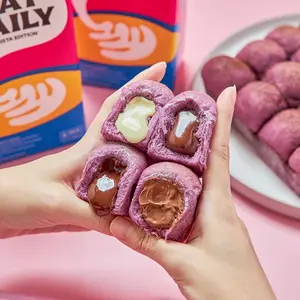 (VEGAN) UBE Oat Buns with Triple Chocolate