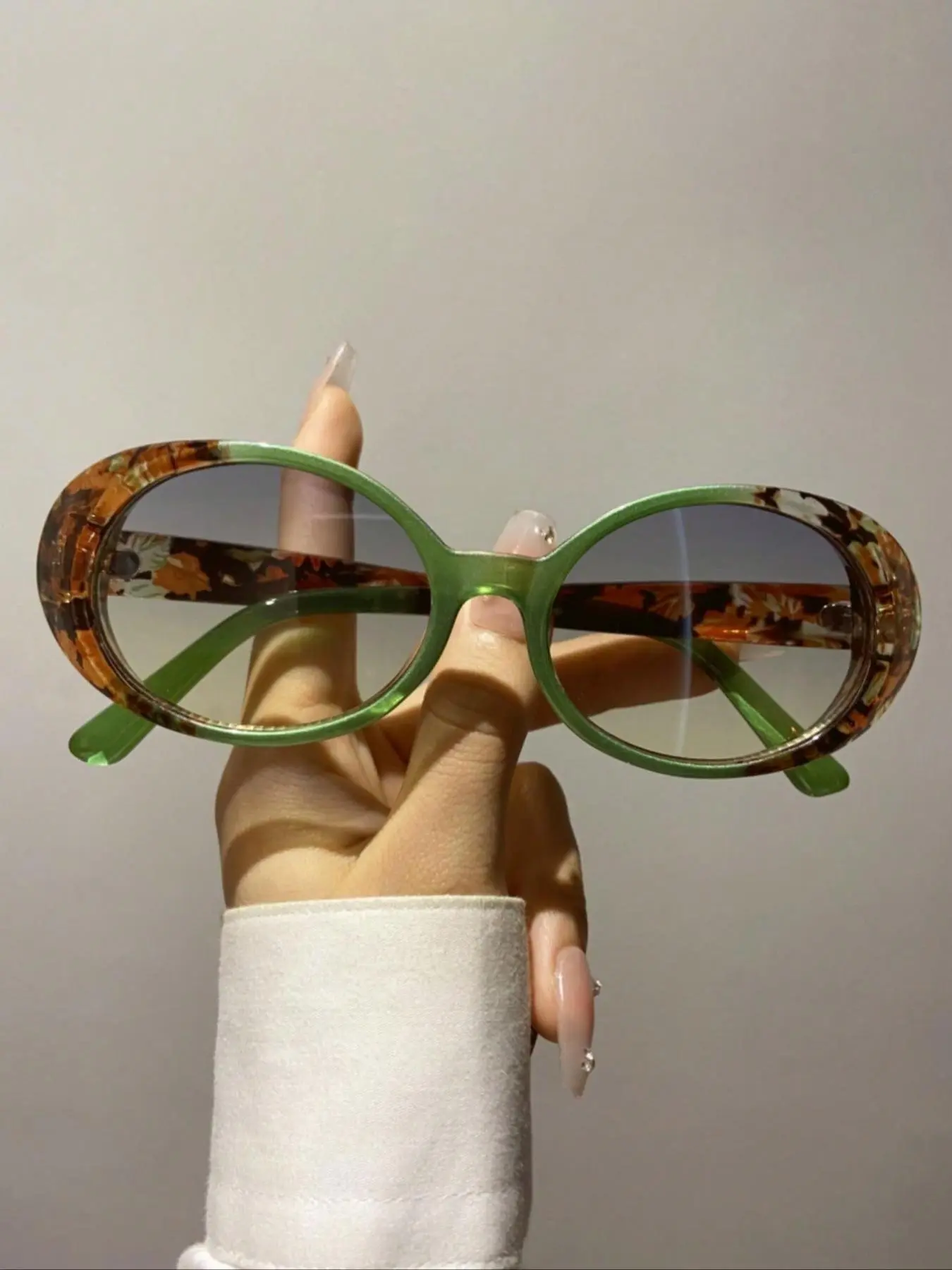 Vintage Sunglasses for Beach Holiday Vacation, Oval Frame Sunglasses for Outdoor, Fashion Sunglasses for Travel, Party, Daily Clothing Decor, Gifts for Her
